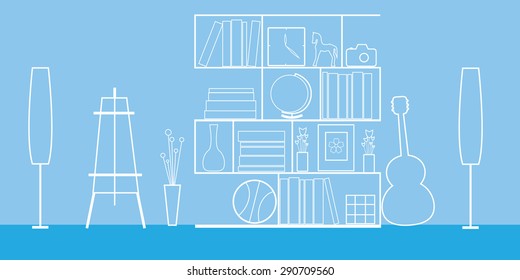 Blue hobby room.