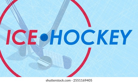 Fondo de arena de hielo de hockey azul con líneas de arañazos de patines de hockey sobre hielo. Cubierta de campo de hockey. Antecedentes del anuncio de competiciones deportivas. Vector