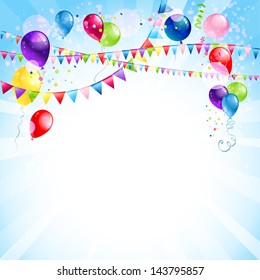 Blue holiday background with balloons