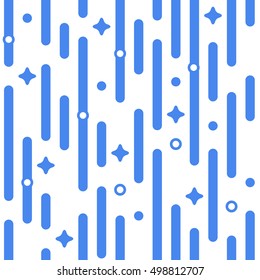 Blue holiday pattern. Vector seamless festive pattern with magic flashes, stars, rounded corners. Parallel vertical lines pattern. Pattern background. Abstract pattern. Holidays geometric pattern