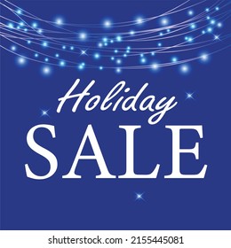 blue holiday sale poster on blue background	