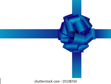 blue holiday silk bow on white background