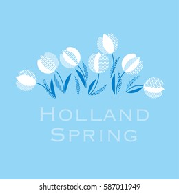 blue holland style tulip flower pattern. modern geometric floral vector illustration for card, invitation, poster, header, wedding. 