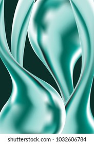 Blue Holographic Abstraction. Bright Thick Substance in Futuristic Style. 3d Abstract Illustration. Glossy Holographic Liquid for Fashion Flyer, Brochure Design, Web Design, Cover.