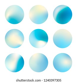 Blue holographic gradient background design set