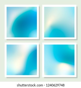Blue holographic gradient background design set