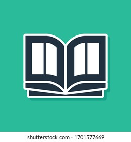 Blue Holy bible book icon isolated on green background.  Vector Illustration