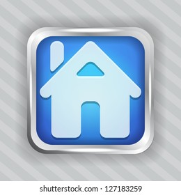 blue home button icon on the striped background