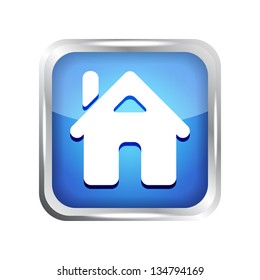 Blue home button icon on a white background