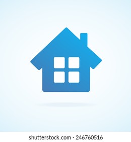Blue home icon isolated on white background 