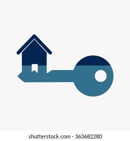 Blue Home icon with Key icon
