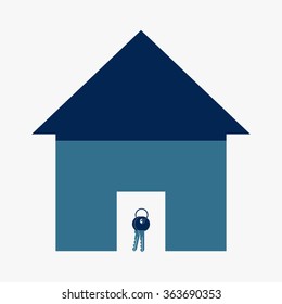 Blue Home icon with Key icon