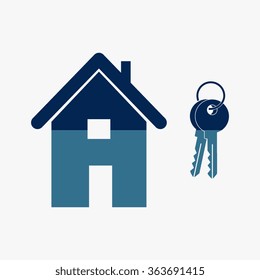 Blue Home icon with Key icon 