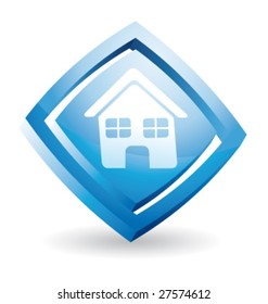 Blue home icon vector