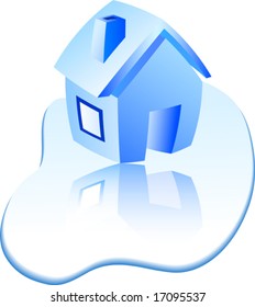 Icono de hogar azul. Ilustración vectorial.