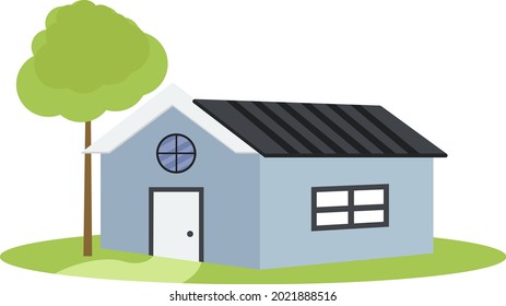 Blue home, illustration, vector on a white background.
