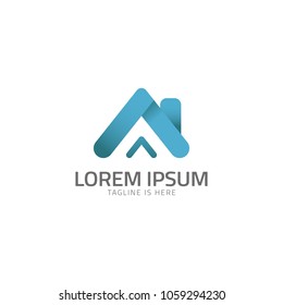Blue Home or residence Rounded Triangle abstract company logo