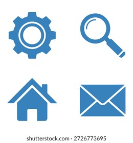 Icono azul del hogar y de la utilidad fijado en diseño plano