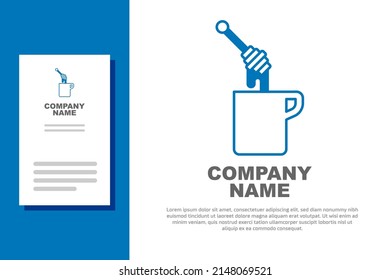 Blue Honey dipper stick with dripping honey icon isolated on white background. Honey ladle. Logo design template element. Vector
