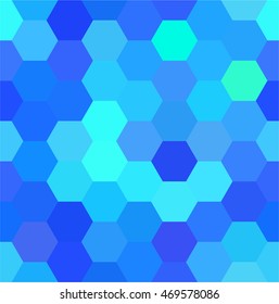 Blue honeycomb. Abstract geometric background. Vector seamless pattern.