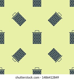 Blue Honeycomb icon isolated seamless pattern on yellow background. Honey cells symbol. Sweet natural food.  Vector Illustration