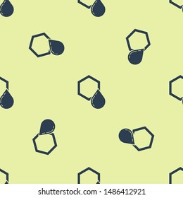 Blue Honeycomb icon isolated seamless pattern on yellow background. Honey cells symbol. Sweet natural food.  Vector Illustration