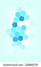 Blue honeycomb polygon pattern in shades of blue, on light blue background.
