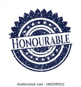 Blue Honourable distress rubber grunge stamp