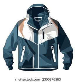 blue hooded jacket over white