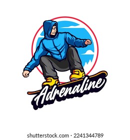 Blue Hoodie Boy Snowboard Seasonal Extreme Sports