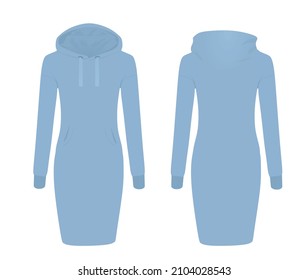 Blue hoodie dress. vector illustration
