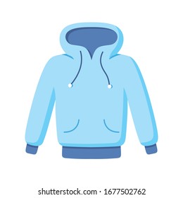 Blue hoodie isolated flat vector