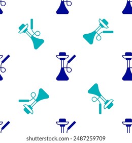 Blue Hookah icon isolated seamless pattern on white background.  Vector