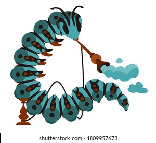 blue hookah smoking caterpillar bug