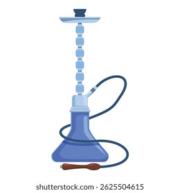 Blue hookah standing on a white background, ready to be used for smoking flavored tobacco
