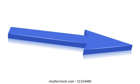Blue Horizontal Arrow with Reflection