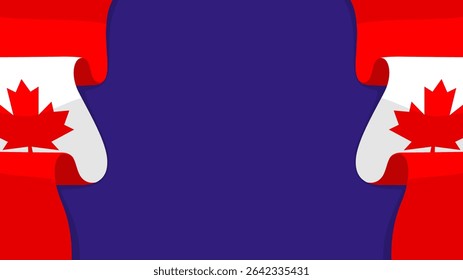 Fondo Horizontal azul con la bandera canadiense en cada lado y un poco de espacio de copia para su texto
