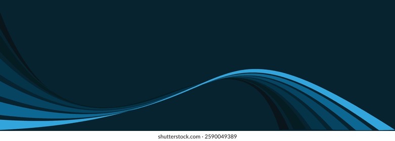 Blue horizontal banner vector design. Emerald blue banner with folded and curved line. Suit for promotion, web design, webinar background, product promotion, etc.
