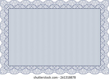 Certificado horizontal azul o plantilla de diploma. Diseño de borde de alta calidad.