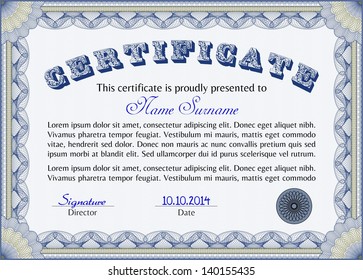 Blue horizontal certificate template.