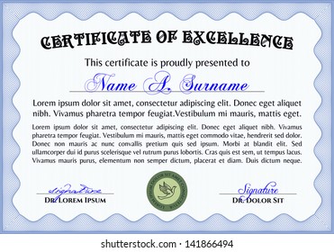plantilla de certificado horizontal azul
