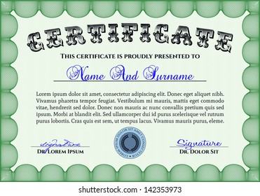 plantilla de certificado horizontal azul
