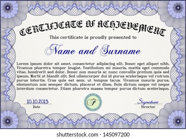 Blue horizontal certificate template