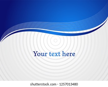 Blue horizontal curly shapes and gray space for your text. Vector presentation background.