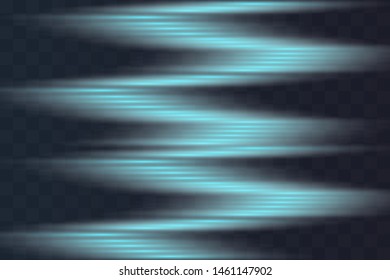 Blue horizontal lens flares pack. Laser beams, horizontal light rays.Beautiful light flares.