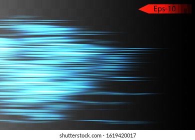 Blue horizontal lens flares pack. Laser beams, horizontal light rays.Beautiful light flares.