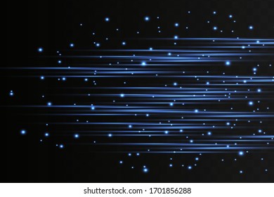 Blue horizontal lens flares pack. Laser beams, horizontal light rays.Beautiful light flares.