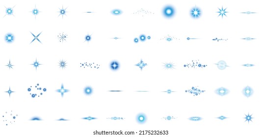 Blue horizontal lens flares pack Laser beams horizontal light rays Beautiful light flares Glowing streaks Luminous abstract sparkling lined background.