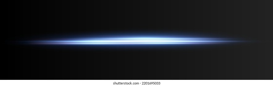 Blue horizontal lens flares pack. Laser beams, horizontal light rays.Beautiful light flares. Glowing streaks on dark background. Collection effect light blue line png.