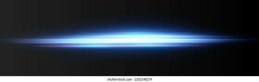 Blue horizontal lens flares pack. Laser beams, horizontal light rays.Beautiful light flares. Glowing streaks on dark background. Collection effect light blue line png. - Shutterstock ID 2202148279